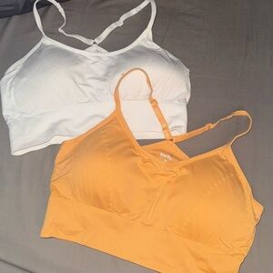 Women's White and Orange Bralette set